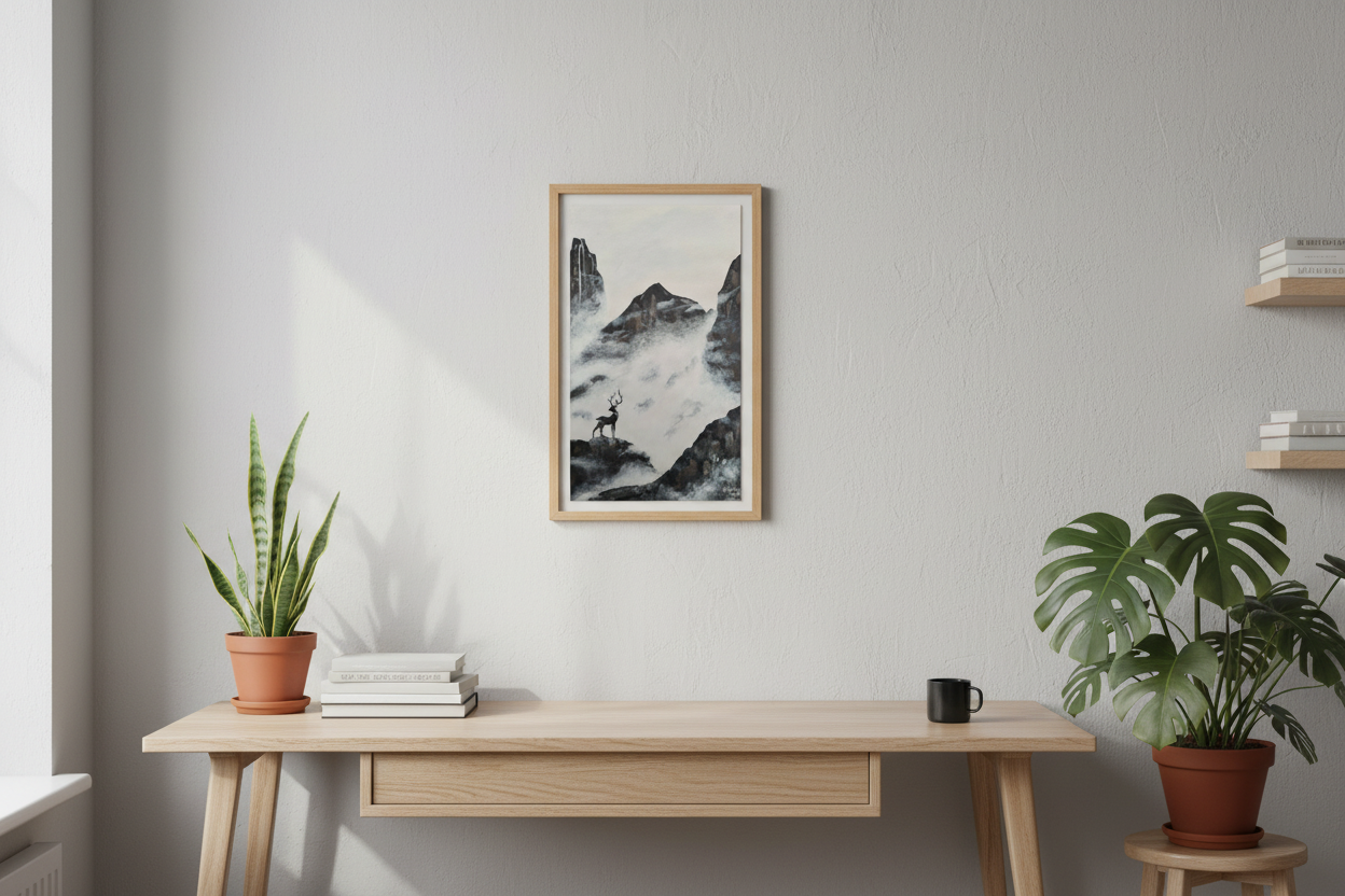 Deer painting in home office