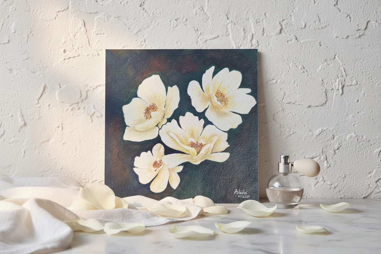 White Magnolias – Marble Close-up
